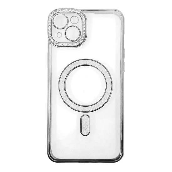 Magnetic Case with Camera Lens for Apple iPhone 15 Plus Silver Magnetic Case with Camera Lens for Apple iPhone 15 Plus Silver